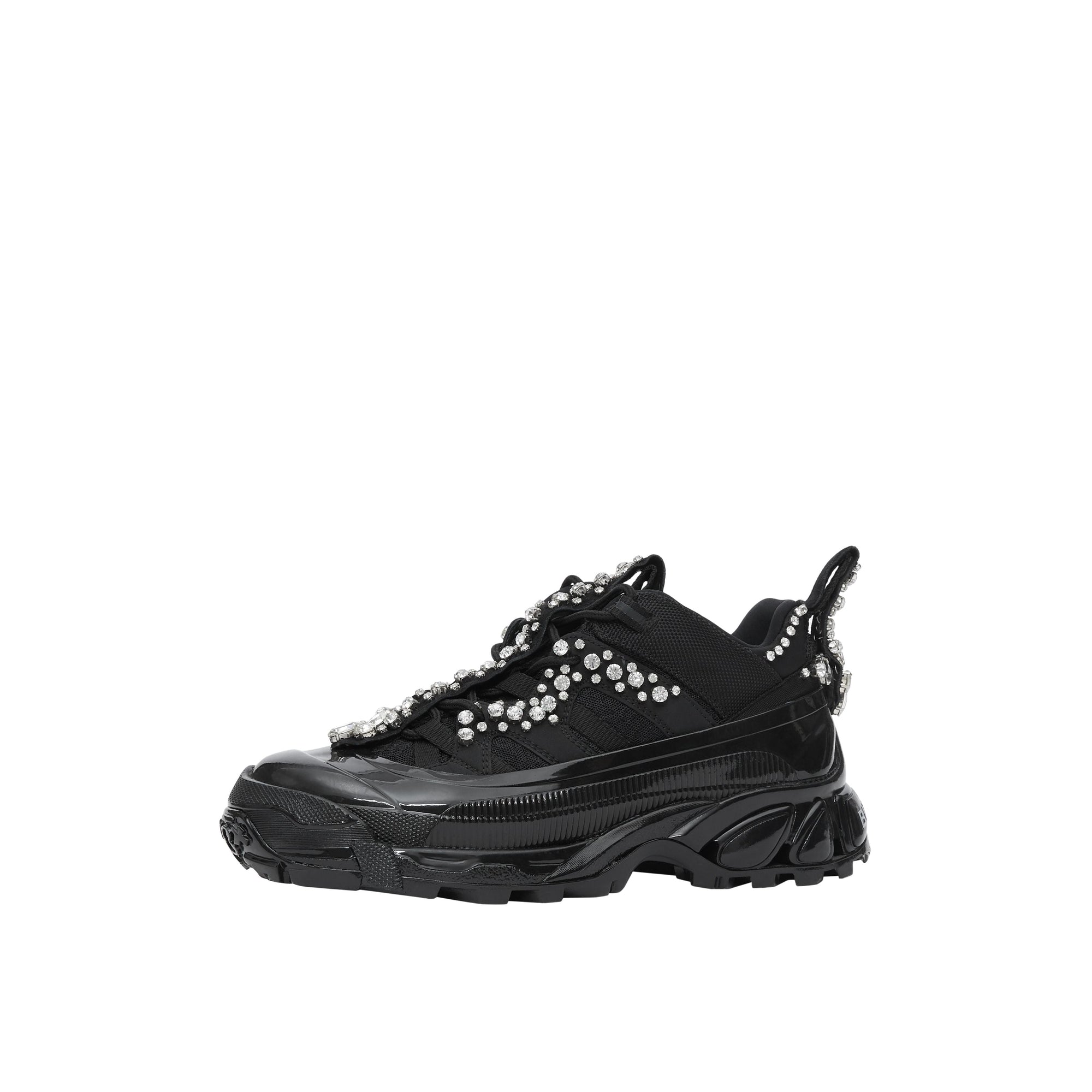 Sneakers arthur en cuir velours et mesh avec cristaux - Noir & cristal