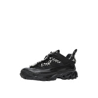 BLACK/CRYSTALS Sneakers Arthur en cuir velours et mesh avec cristaux
