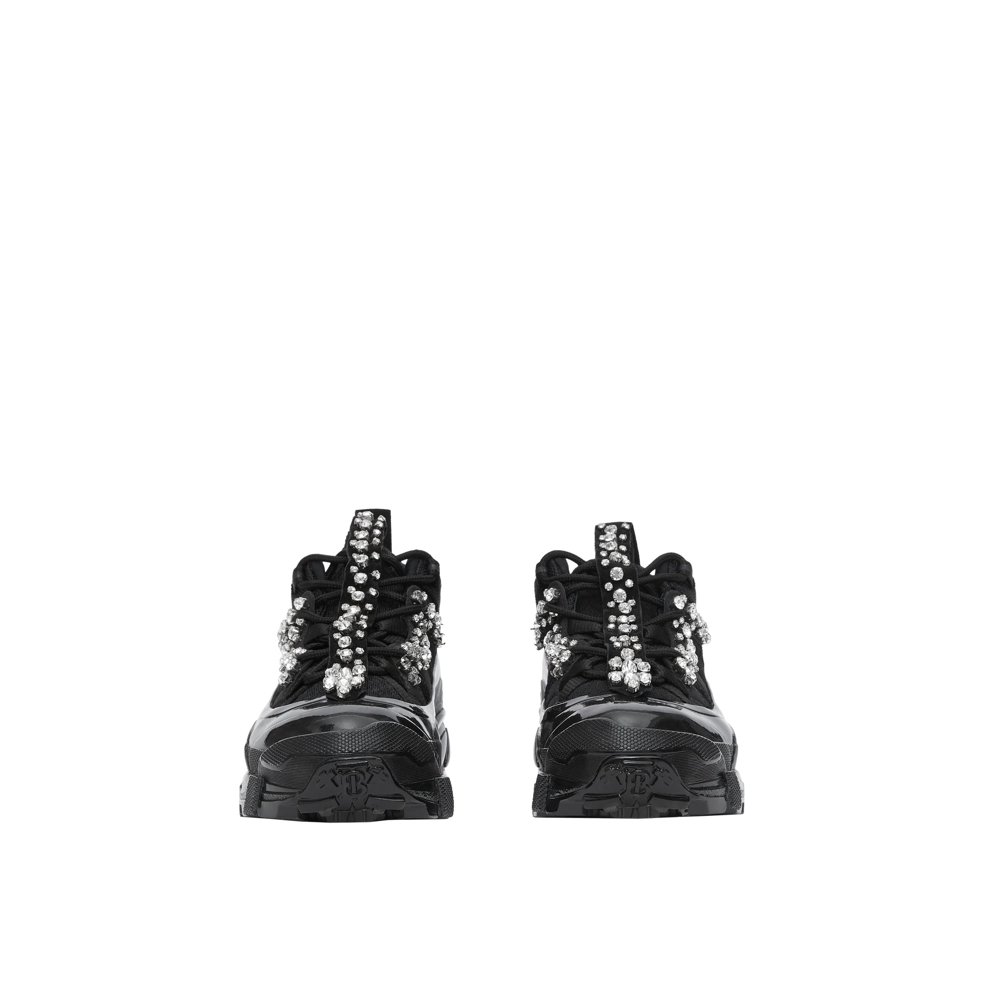 BLACK/CRYSTALS Sneakers Arthur en cuir velours et mesh avec cristaux