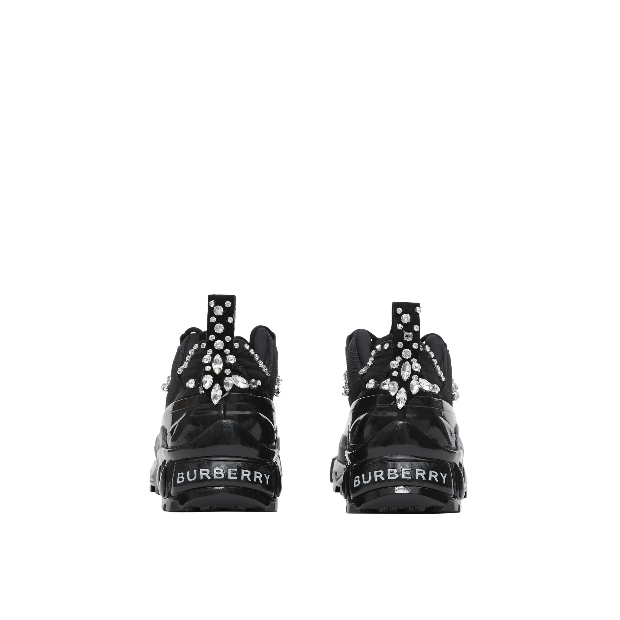 BLACK/CRYSTALS Sneakers Arthur en cuir velours et mesh avec cristaux