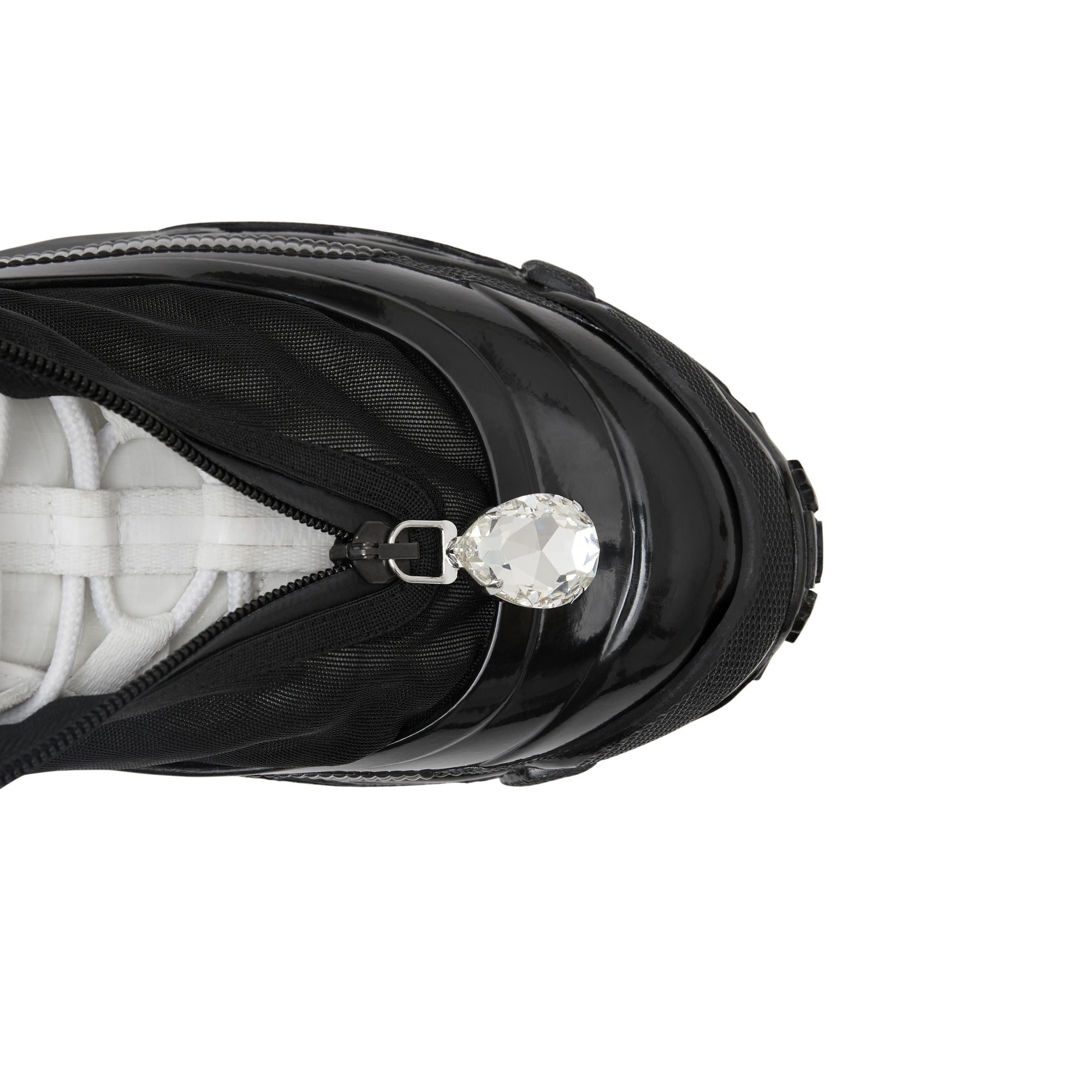 Sneakers Arthur en nylon et cuir velours avec mesh - Noir & Blanc
