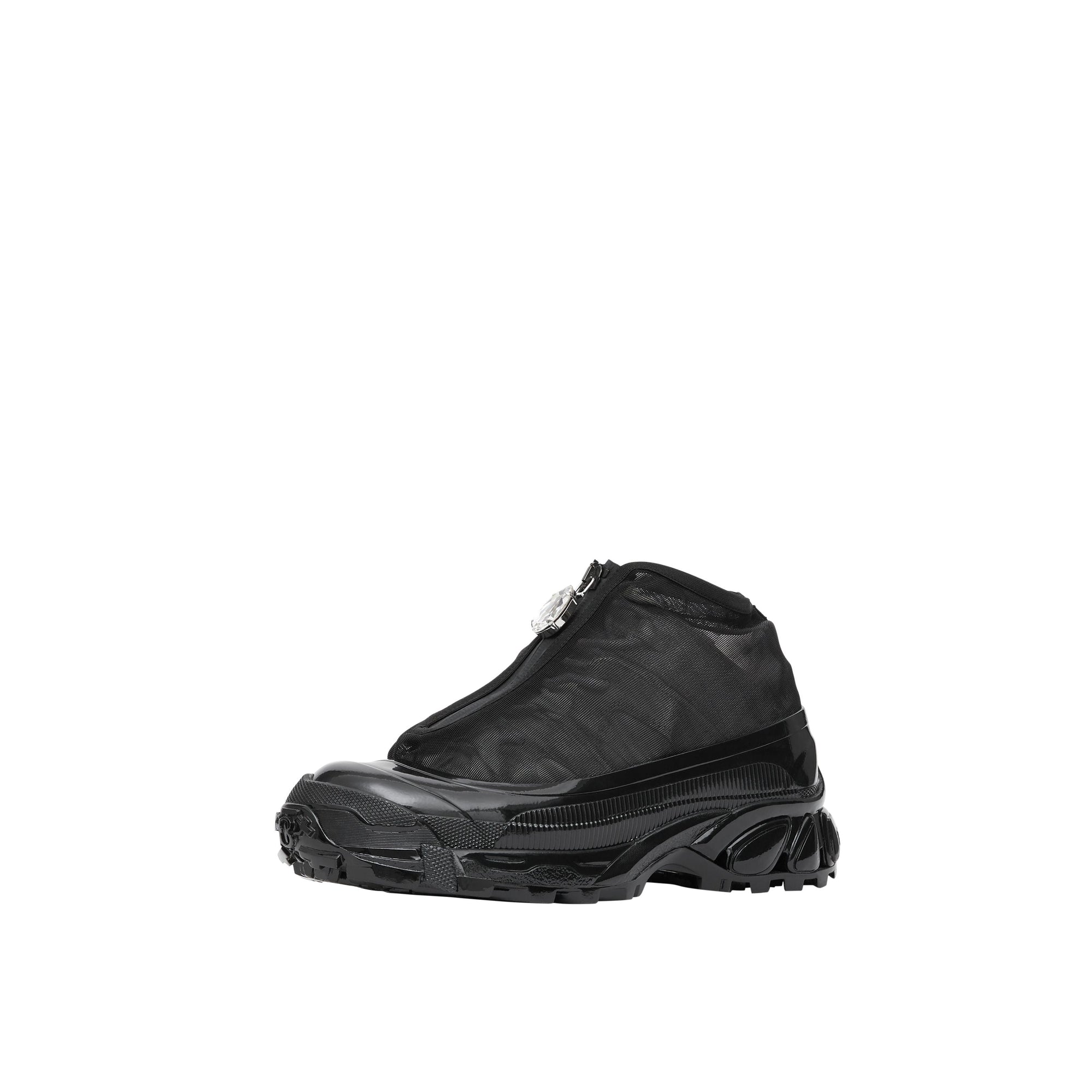 Sneakers Arthur en nylon et cuir velours avec mesh - Noir & Blanc