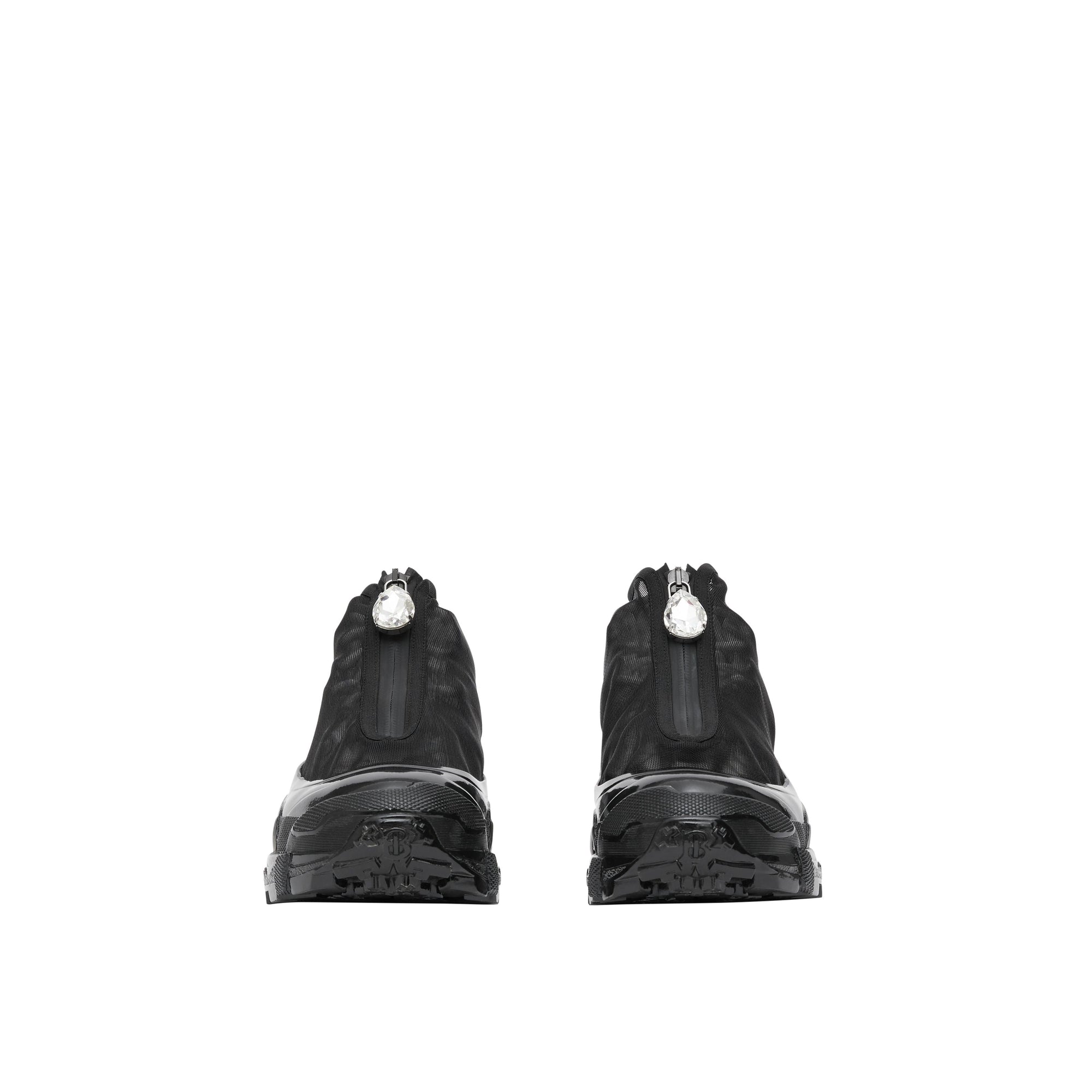 Sneakers Arthur en nylon et cuir velours avec mesh - Noir & Blanc