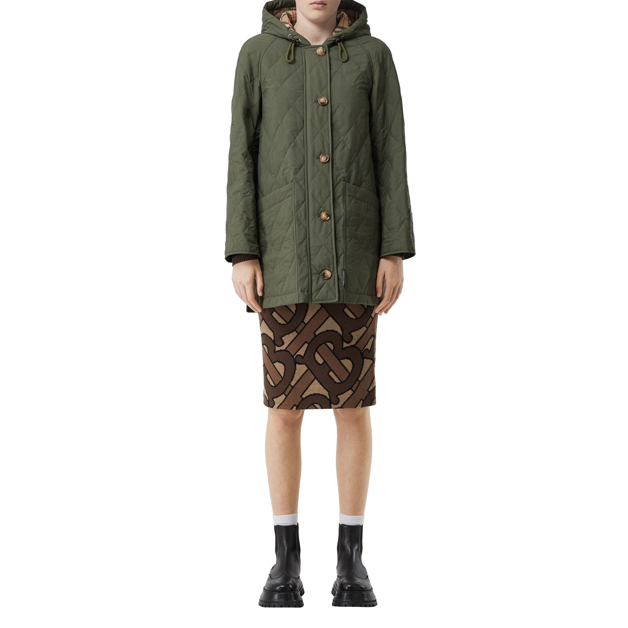 Manteau à capuche thermorégulé matelassé - Vert peuplier