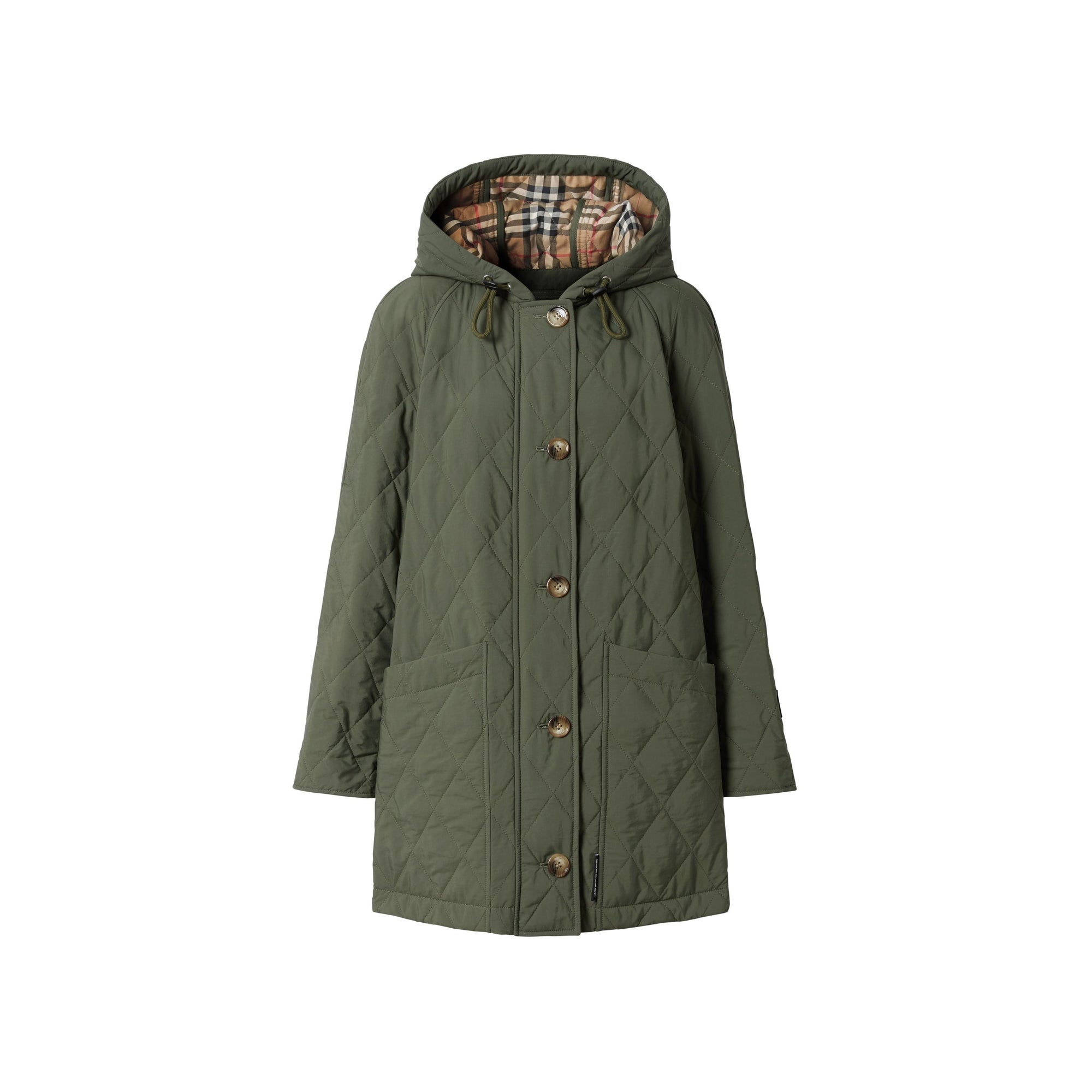 Manteau à capuche thermorégulé matelassé - Vert peuplier