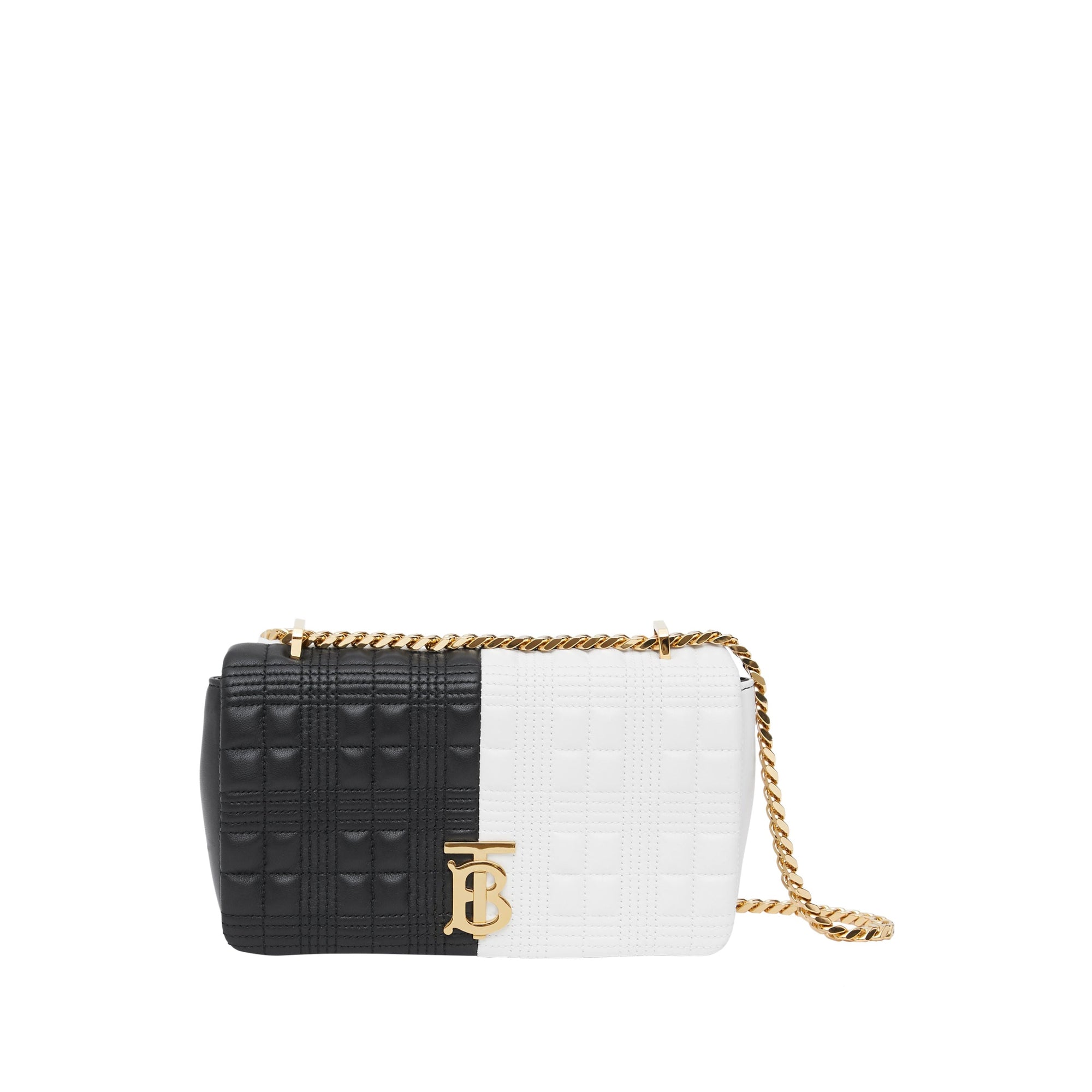 Petit sac lola en cuir d'agneau bicolore matelassé - Blanc & noir