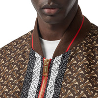 Bomber en nylon rayé monogram - Brun bride