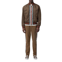 Bomber en nylon rayé monogram - Brun bride