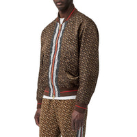 Bomber en nylon rayé monogram - Brun bride