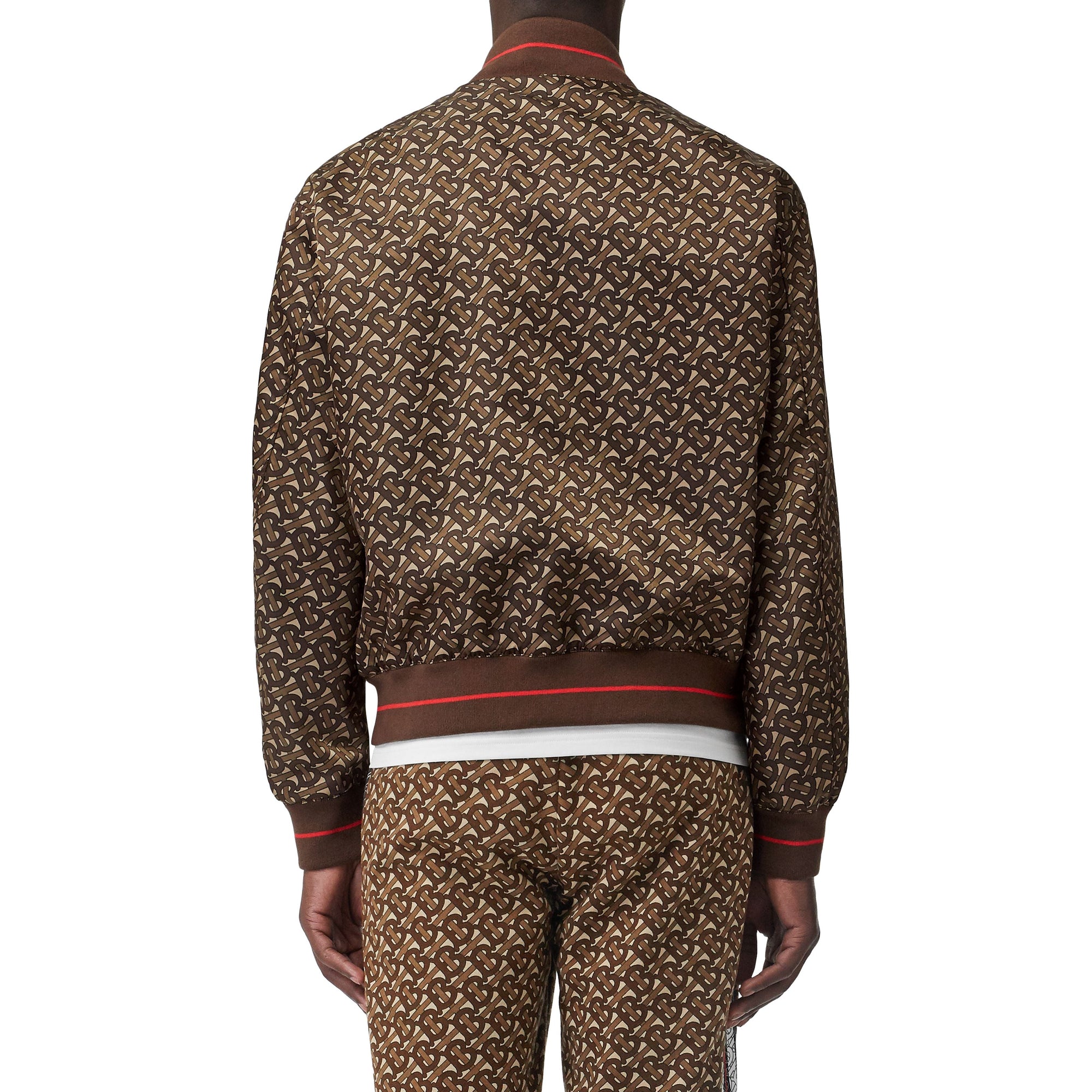 Bomber en nylon rayé monogram - Brun bride