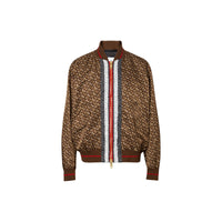 Bomber en nylon rayé monogram - Brun bride