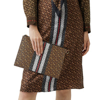 BRIDLE BROWN NS Pochette zippée en toile écologique rayée Monogram
