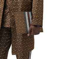 BRIDLE BROWN NS Pochette zippée en toile écologique rayée Monogram