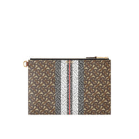 BRIDLE BROWN NS Pochette zippée en toile écologique rayée Monogram