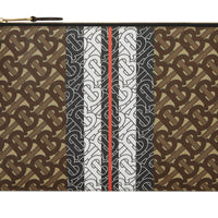 BRIDLE BROWN NS Pochette zippée en toile écologique rayée Monogram