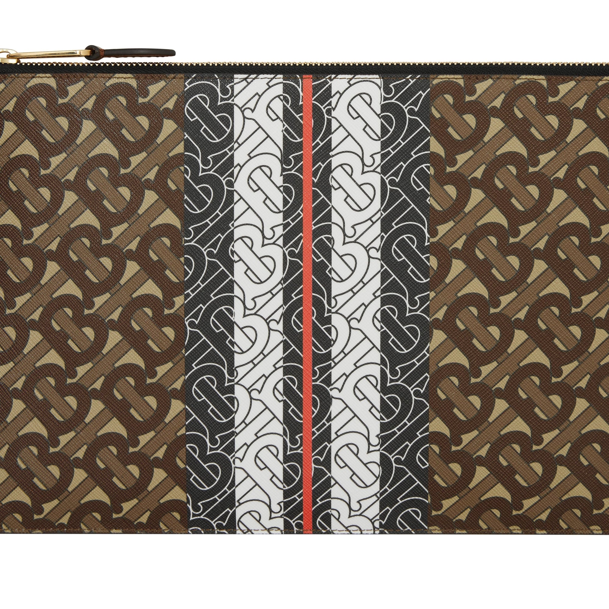 BRIDLE BROWN NS Pochette zippée en toile écologique rayée Monogram