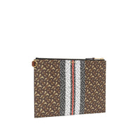 BRIDLE BROWN NS Pochette zippée en toile écologique rayée Monogram