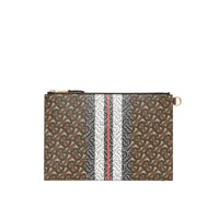 BRIDLE BROWN NS Pochette zippée en toile écologique rayée Monogram