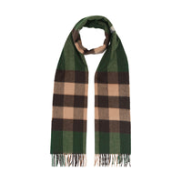 Écharpe en cachemire check - Vert pin sombre