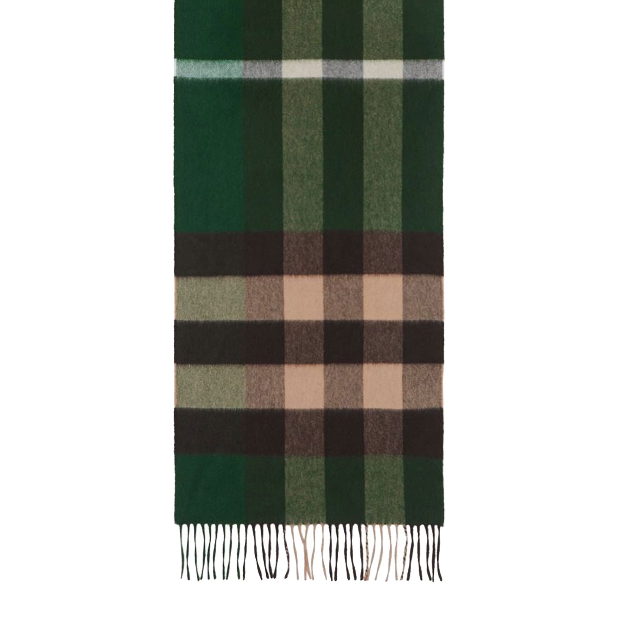 Écharpe en cachemire check - Vert pin sombre