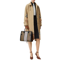 Sac title moyen en toile écologique rayé monogram - Brun bride