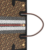 Sac title moyen en toile écologique rayé monogram - Brun bride