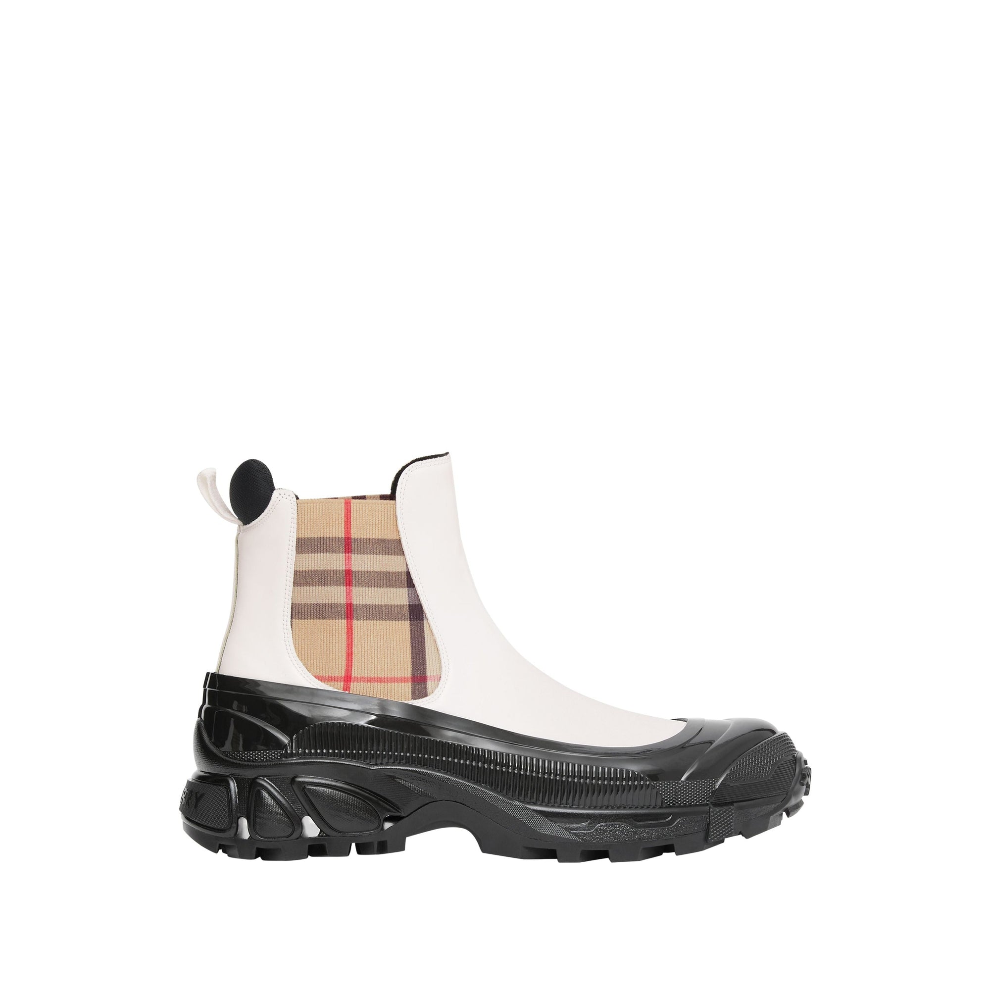 Bottines chelsea en toile enduite avec vintage check - Blanc