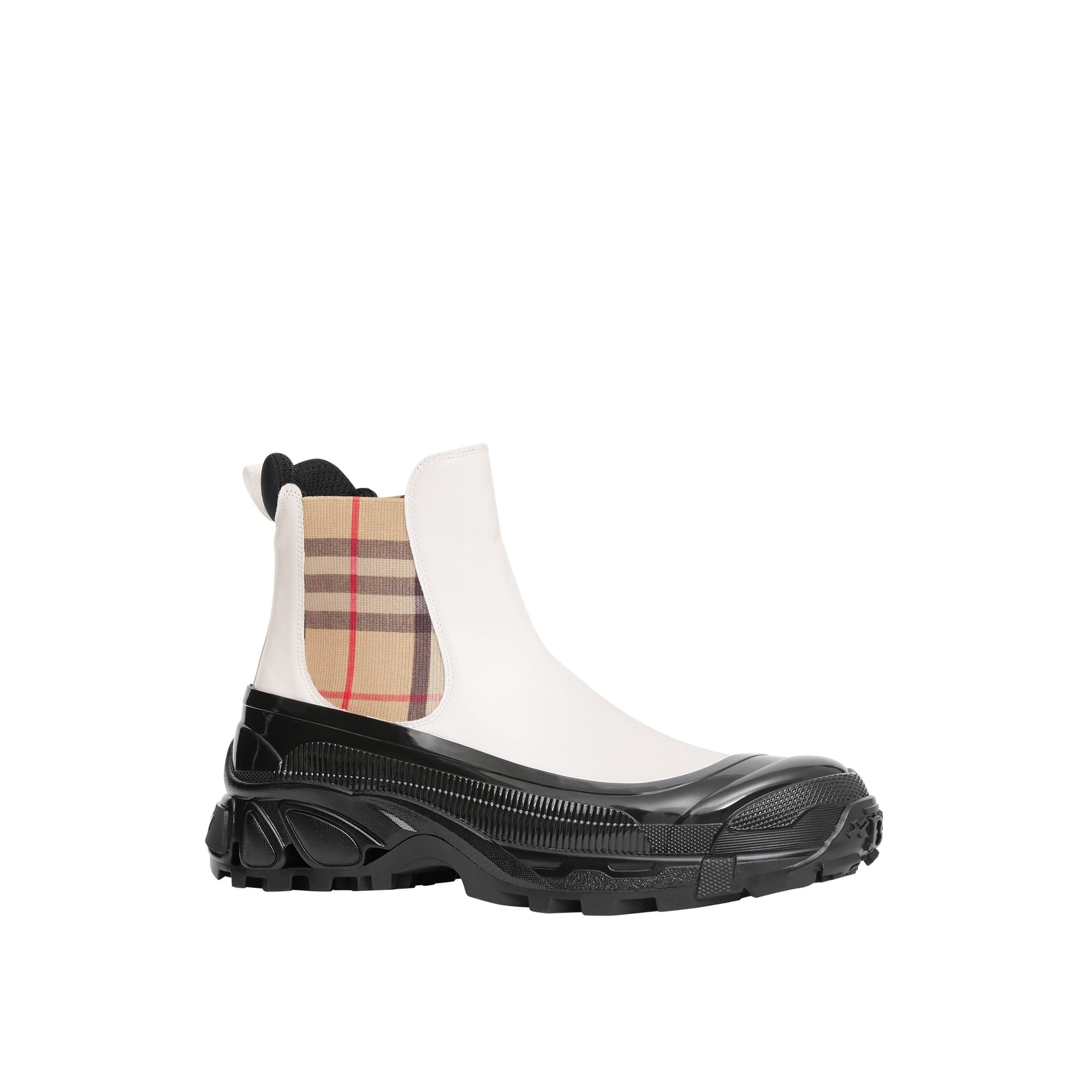 Bottines chelsea en toile enduite avec vintage check - Blanc