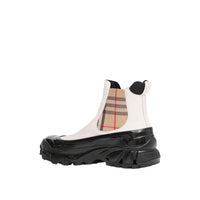 Bottines chelsea en toile enduite avec vintage check - Blanc