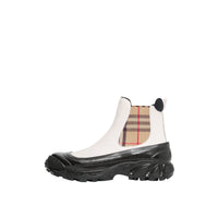 Bottines chelsea en toile enduite avec vintage check - Blanc