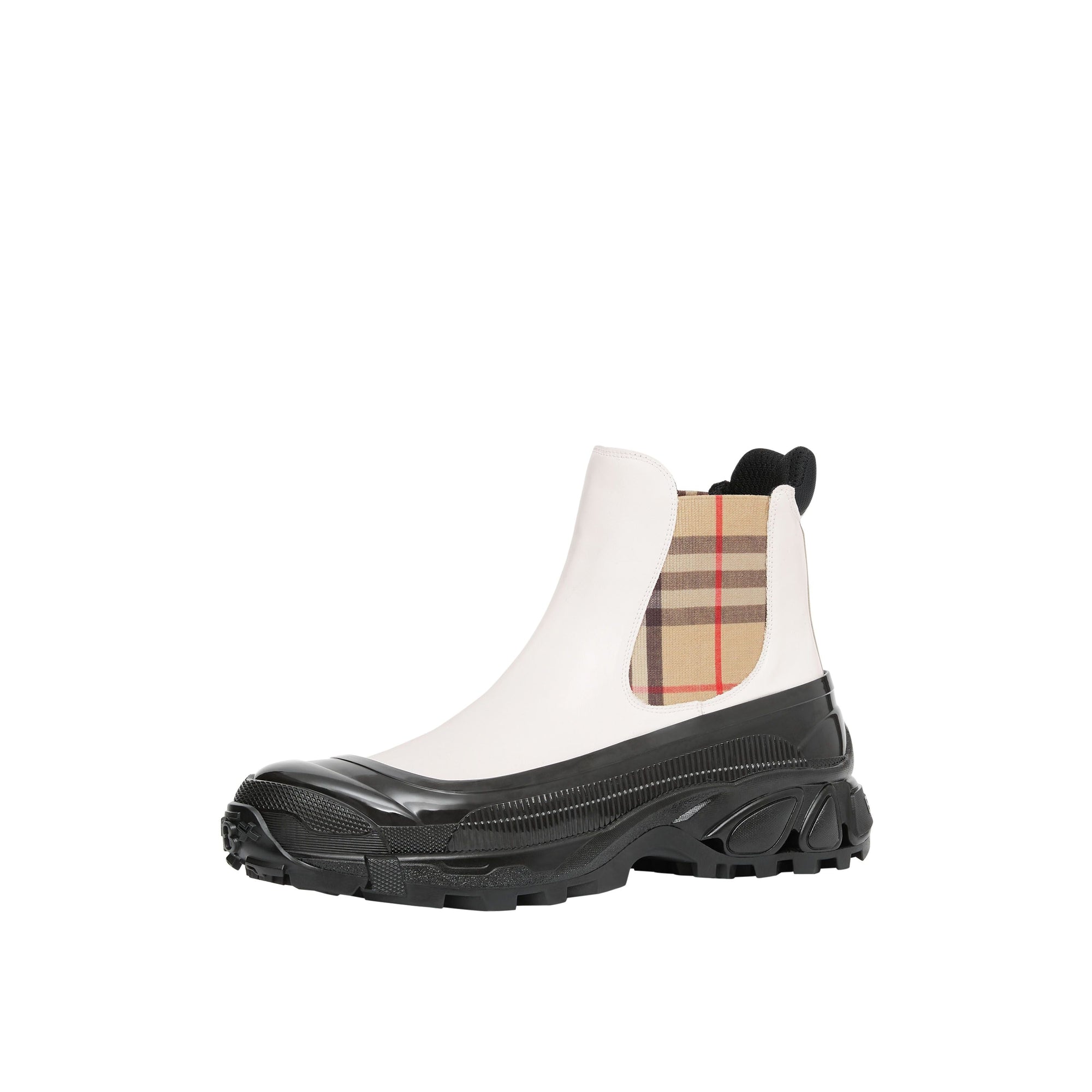 Bottines chelsea en toile enduite avec vintage check - Blanc