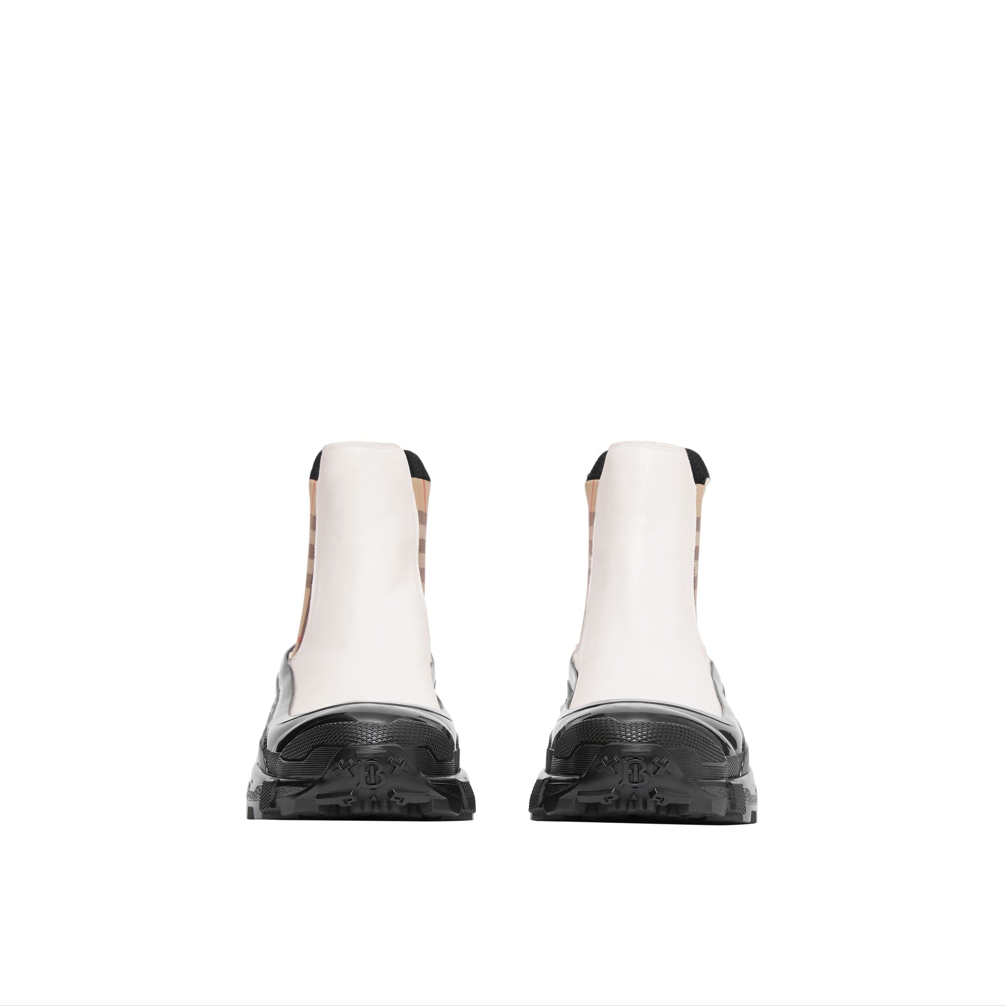 Bottines chelsea en toile enduite avec vintage check - Blanc