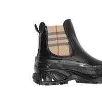 BLACK/ARCHIVE BEIGE Bottines Chelsea en toile enduite avec Vintage check