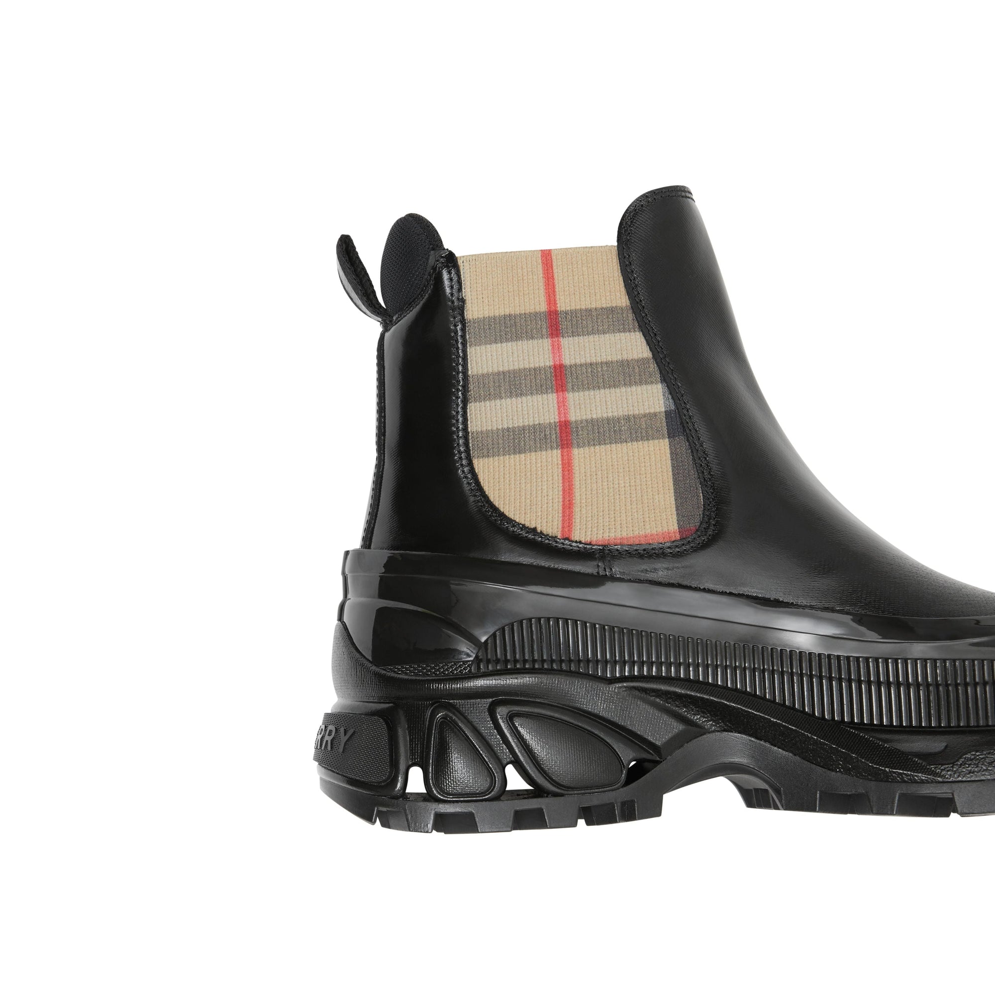 BLACK/ARCHIVE BEIGE Bottines Chelsea en toile enduite avec Vintage check