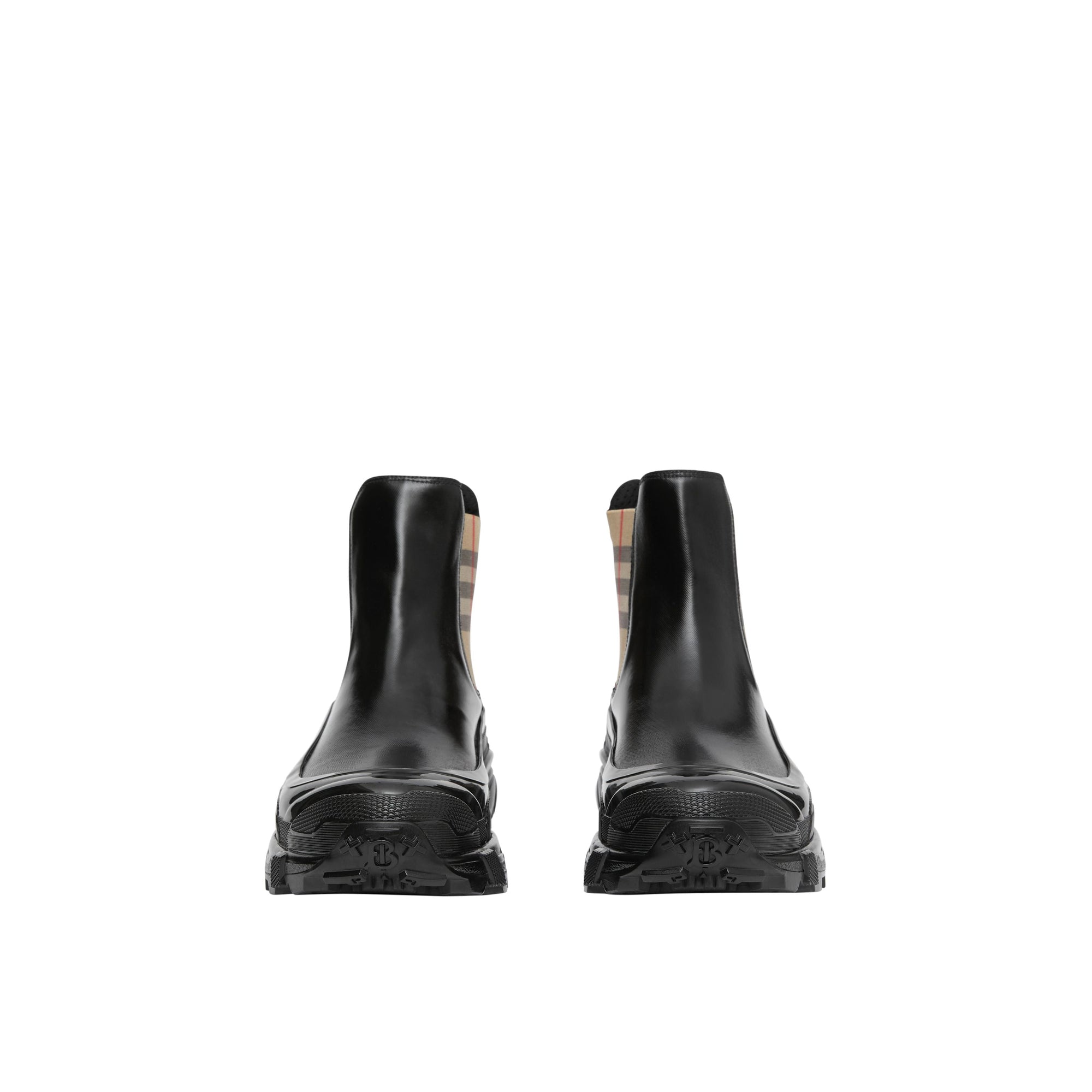 BLACK/ARCHIVE BEIGE Bottines Chelsea en toile enduite avec Vintage check