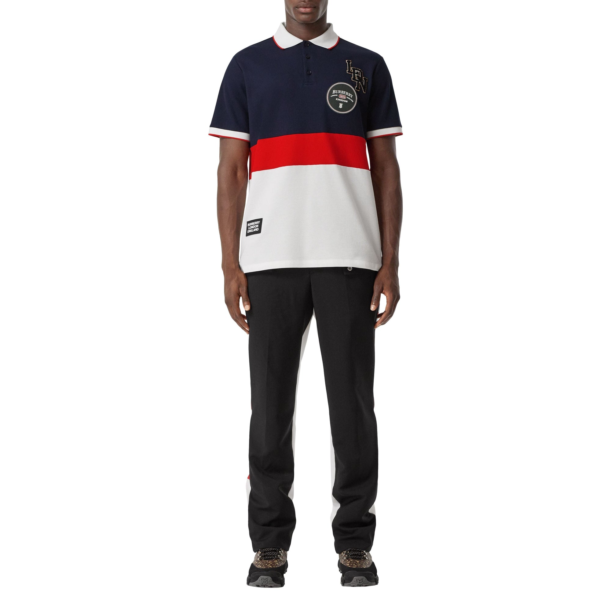 Polo en piqué de coton avec logo - Marine