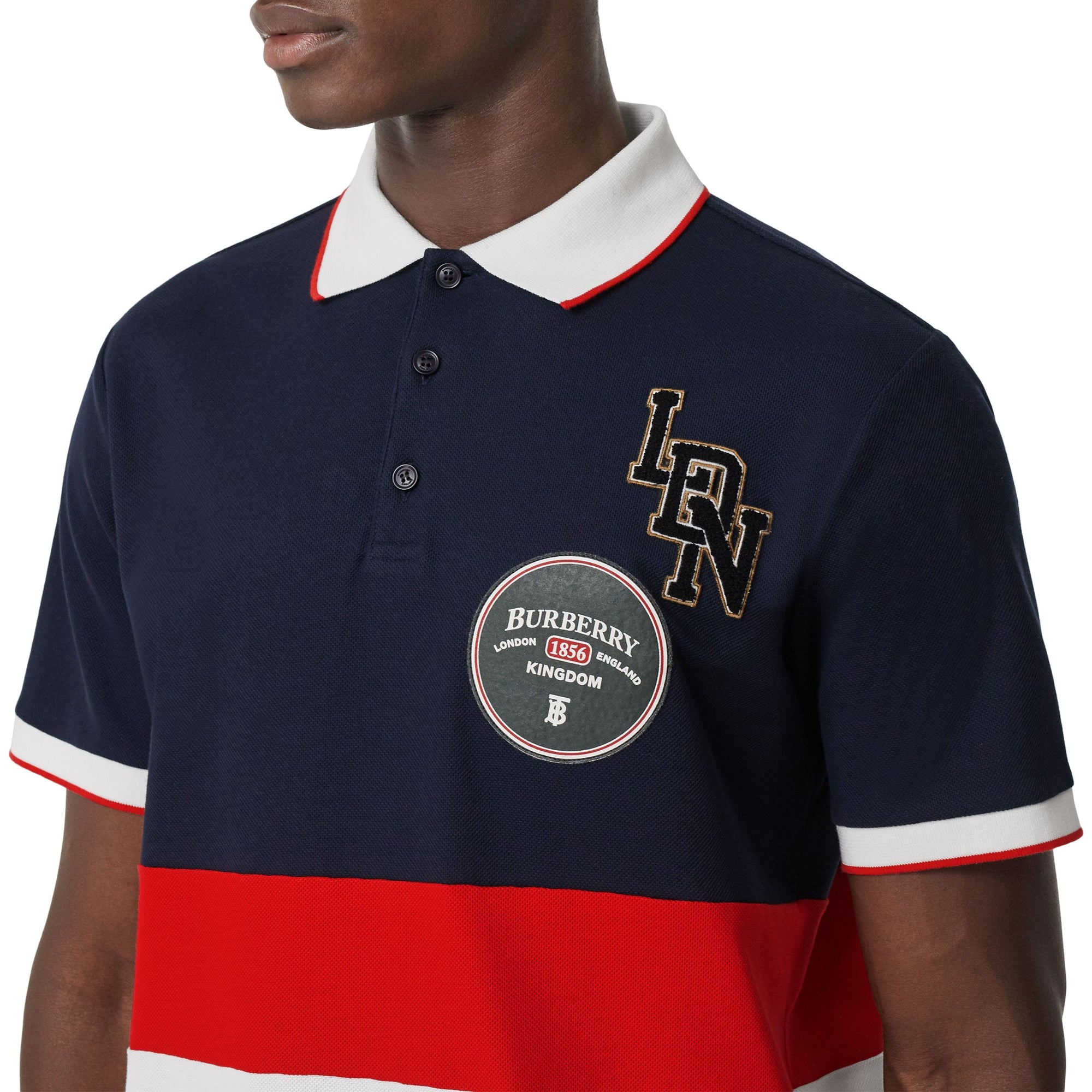 Polo en piqué de coton avec logo - Marine