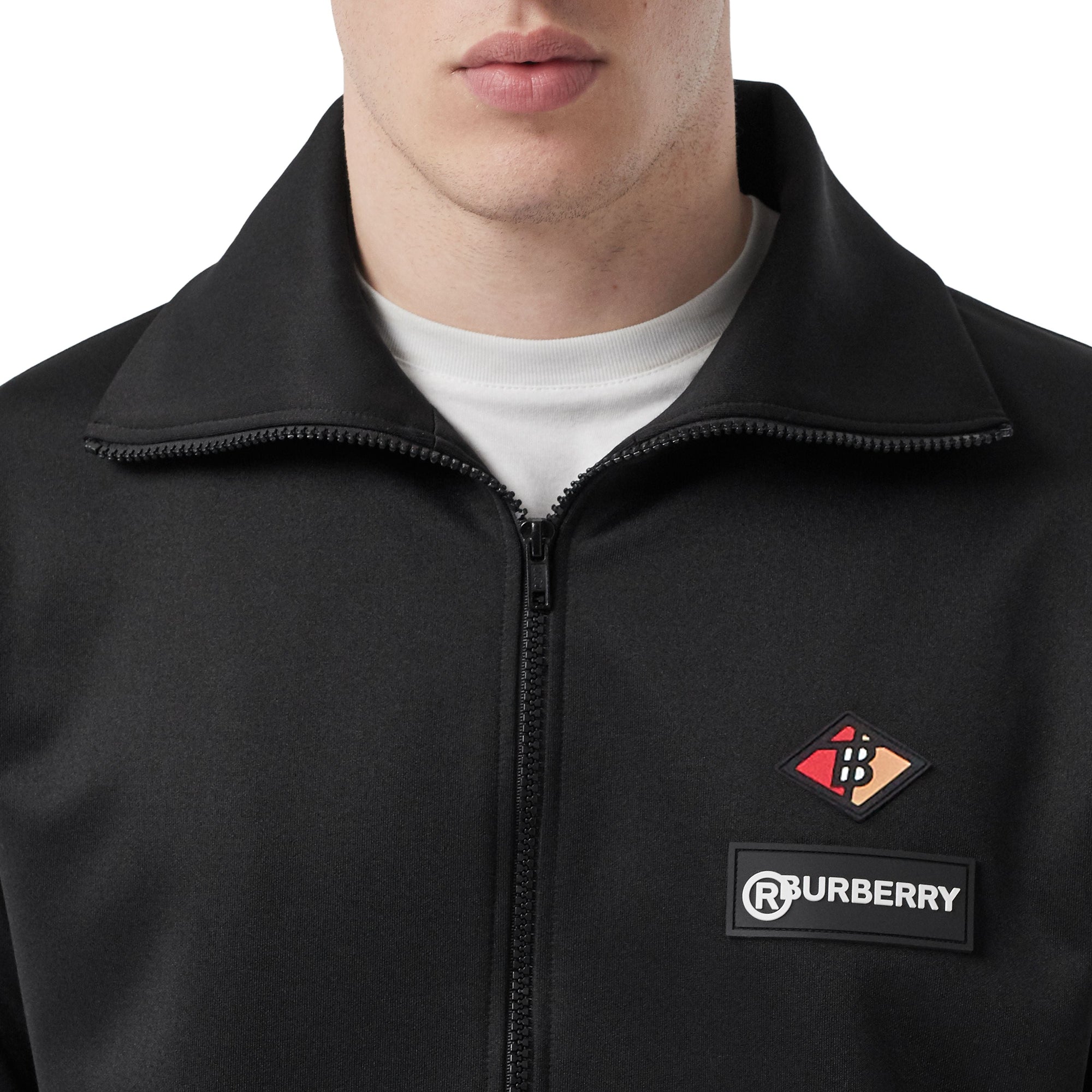 Veste de survêtement à col entonnoir en jersey avec logo - Noir