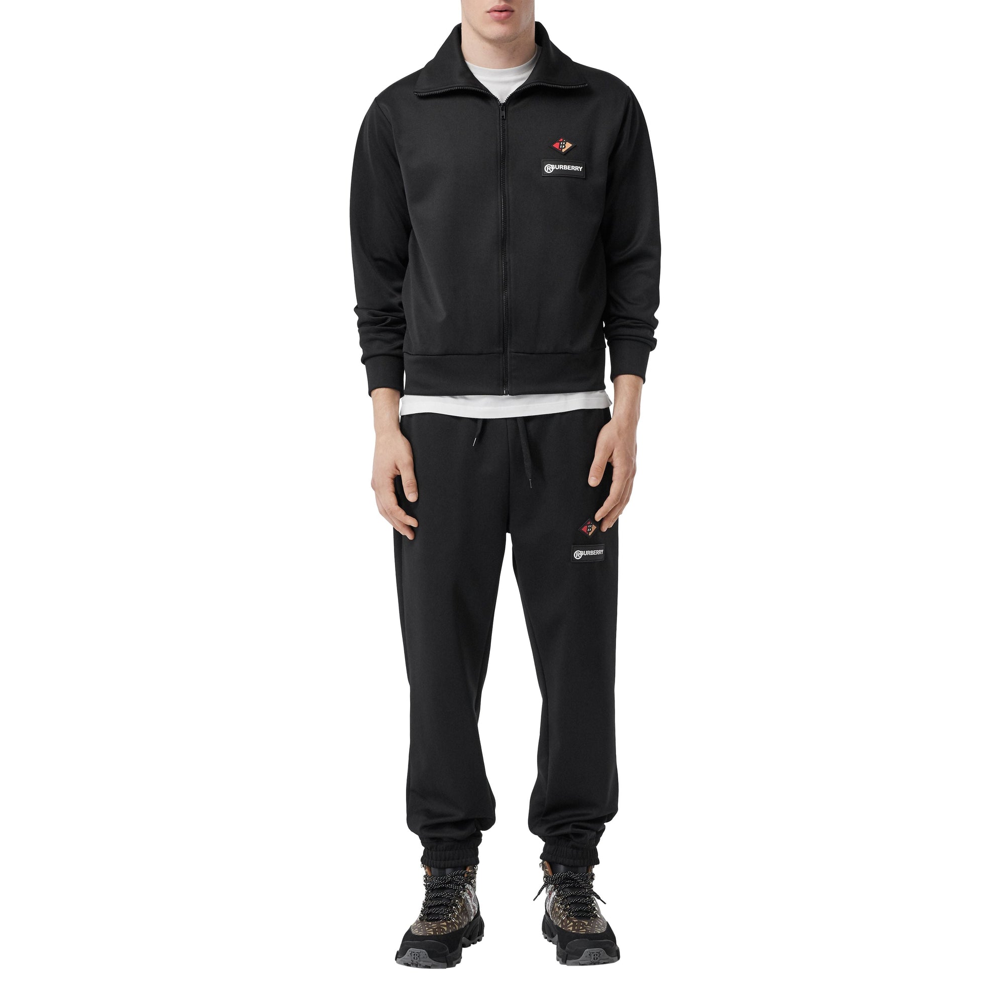 Veste de survêtement à col entonnoir en jersey avec logo - Noir