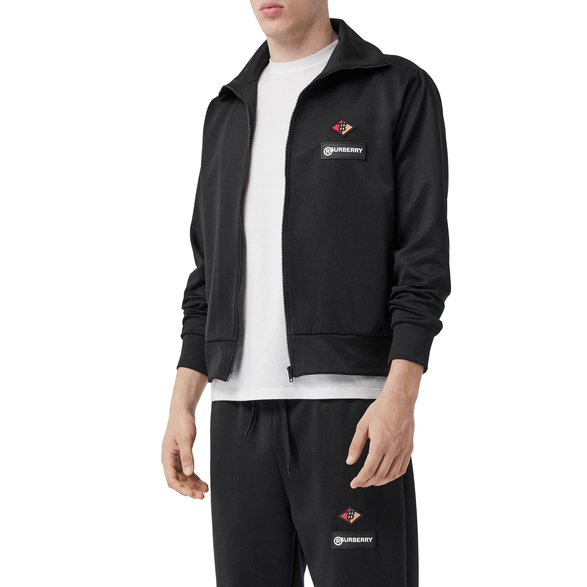 Veste de survêtement à col entonnoir en jersey avec logo - Noir