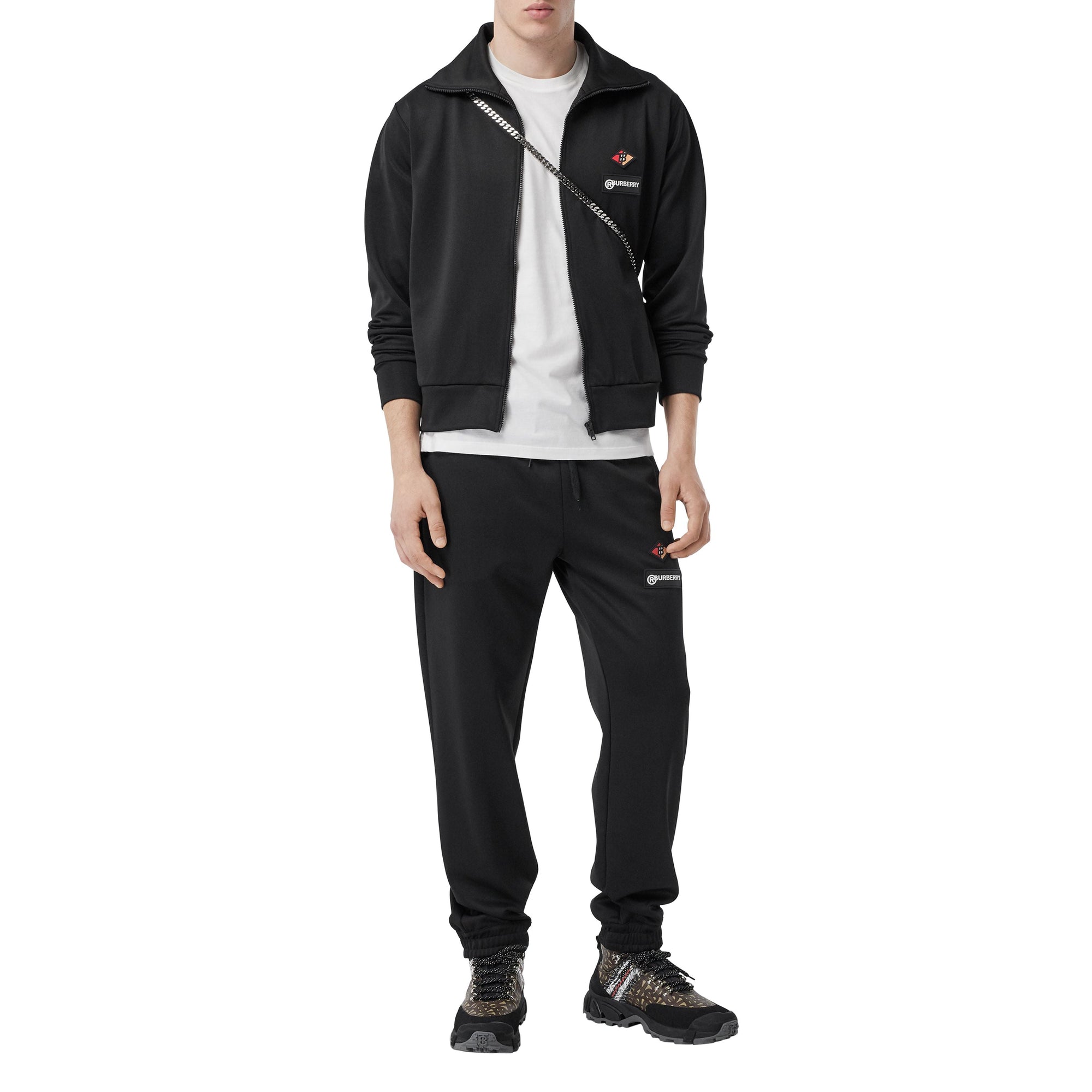 Veste de survêtement à col entonnoir en jersey avec logo - Noir