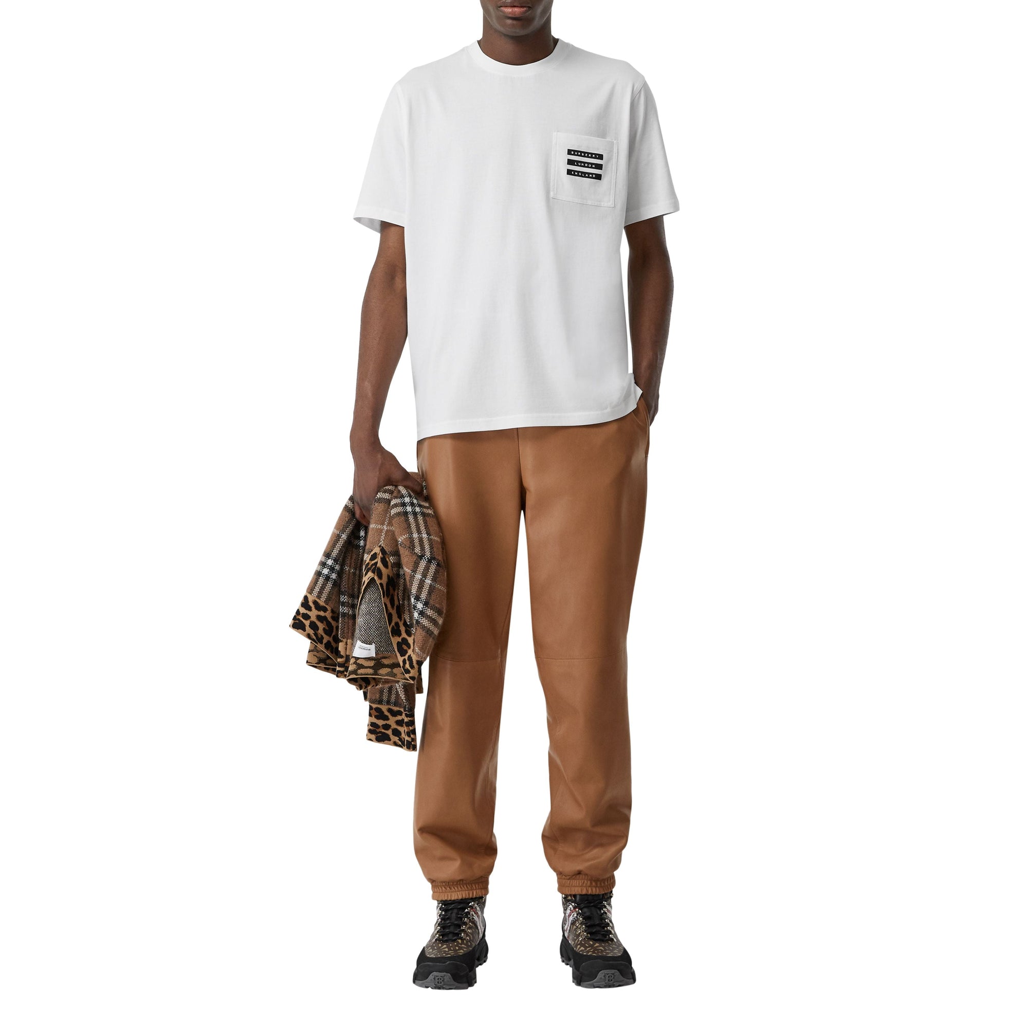 WHITE T-shirt en coton à imprimé ruban adhésif