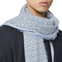 Écharpe légère en cachemire monogram - Bleu clair