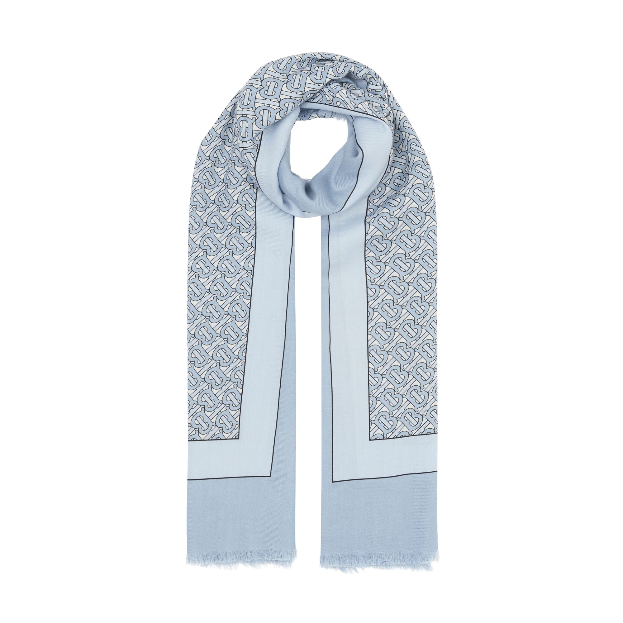 Écharpe légère en cachemire monogram - Bleu clair