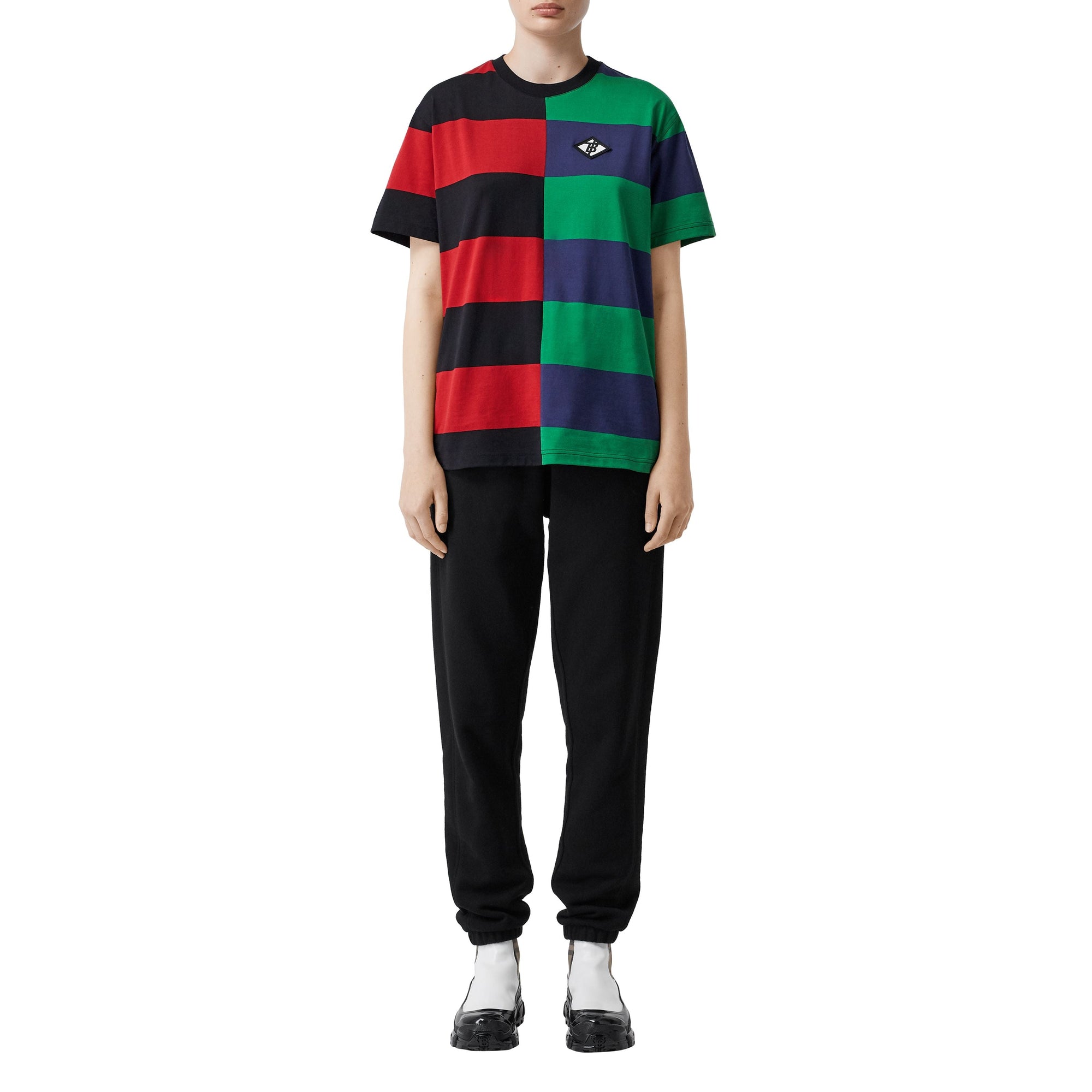 T-shirt oversize en coton rayé - Rouge vif