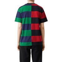 T-shirt oversize en coton rayé - Rouge vif