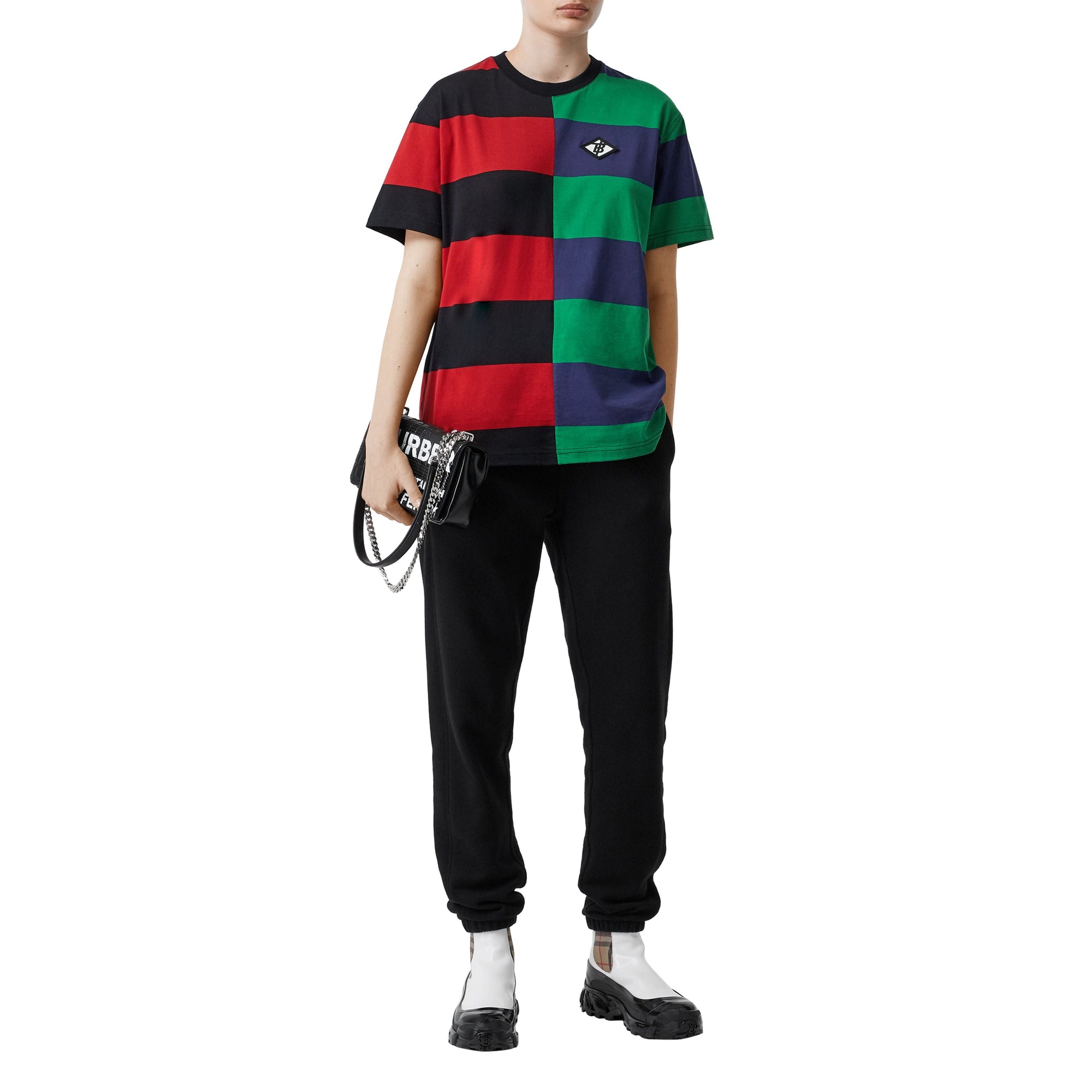 T-shirt oversize en coton rayé - Rouge vif