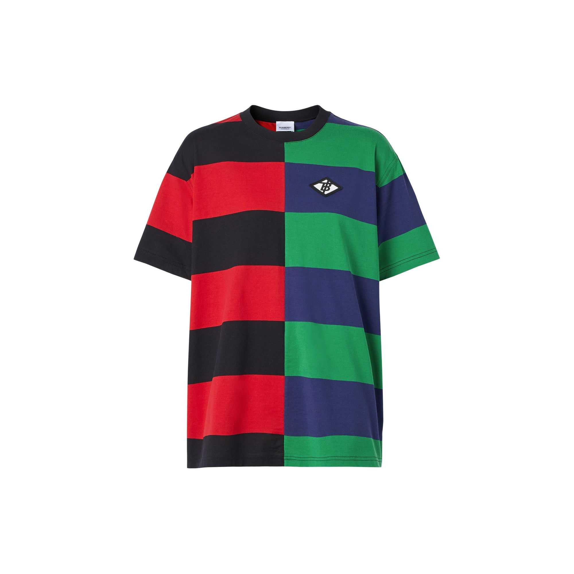 T-shirt oversize en coton rayé - Rouge vif