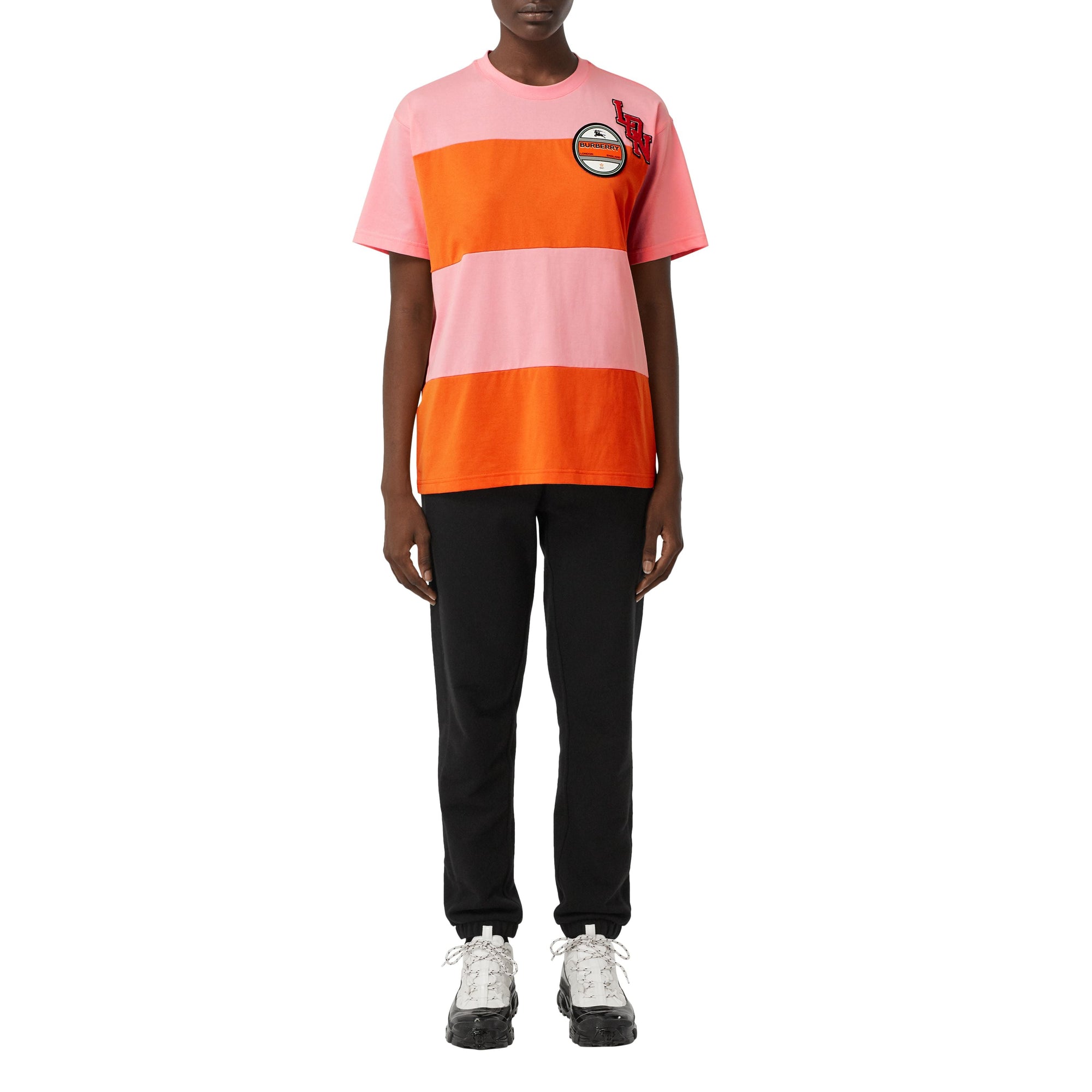 T-shirt oversize en coton avec logos - Rose bonbon