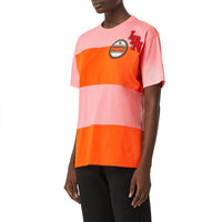 T-shirt oversize en coton avec logos - Rose bonbon